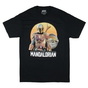 Star Wars Mandalorian And Baby Yoda Graphic Print T-Shirt medium